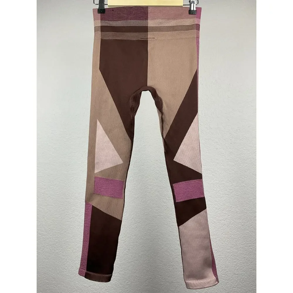 Nike Dri-FIT Sculpt Lux Women's M High Rise Colorblock Leggings Brown Pink